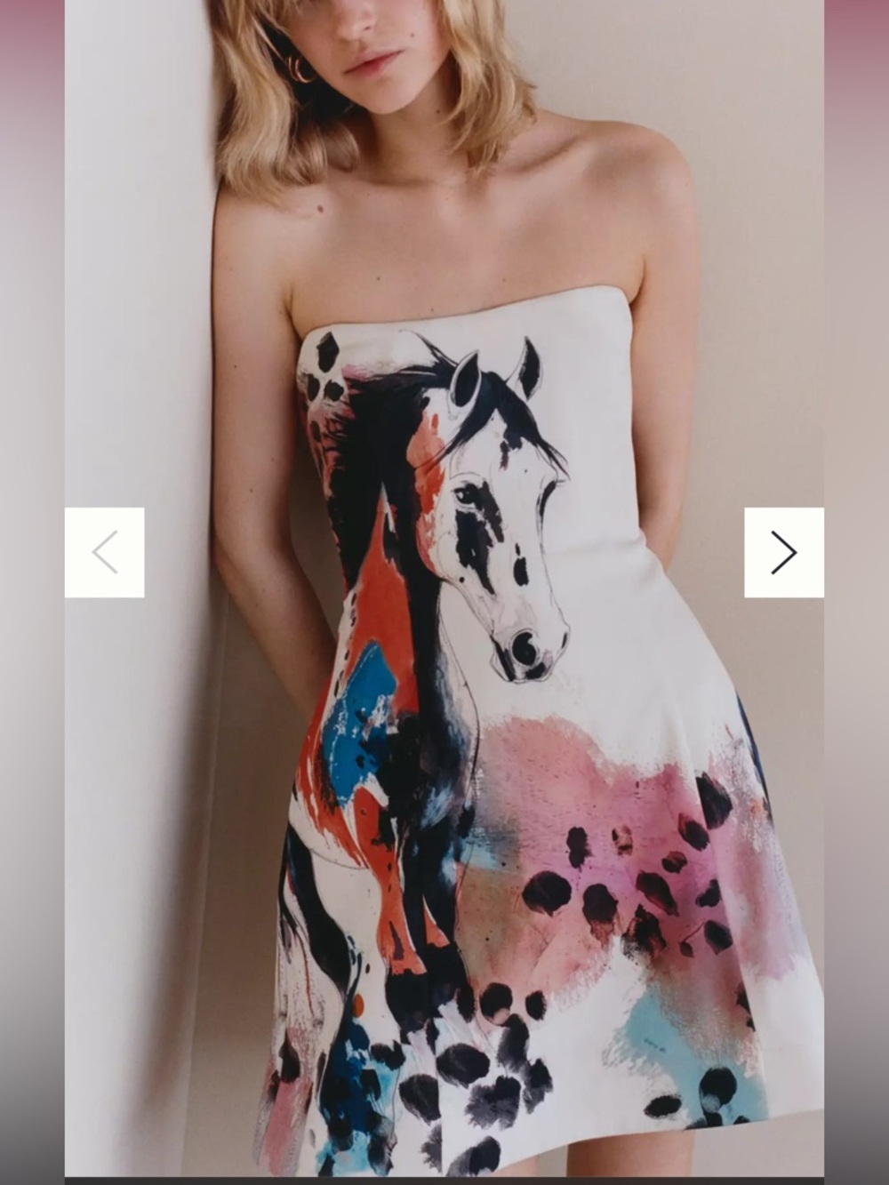 Anthropologie Maeve Strapless Printed Horse Mini Dress